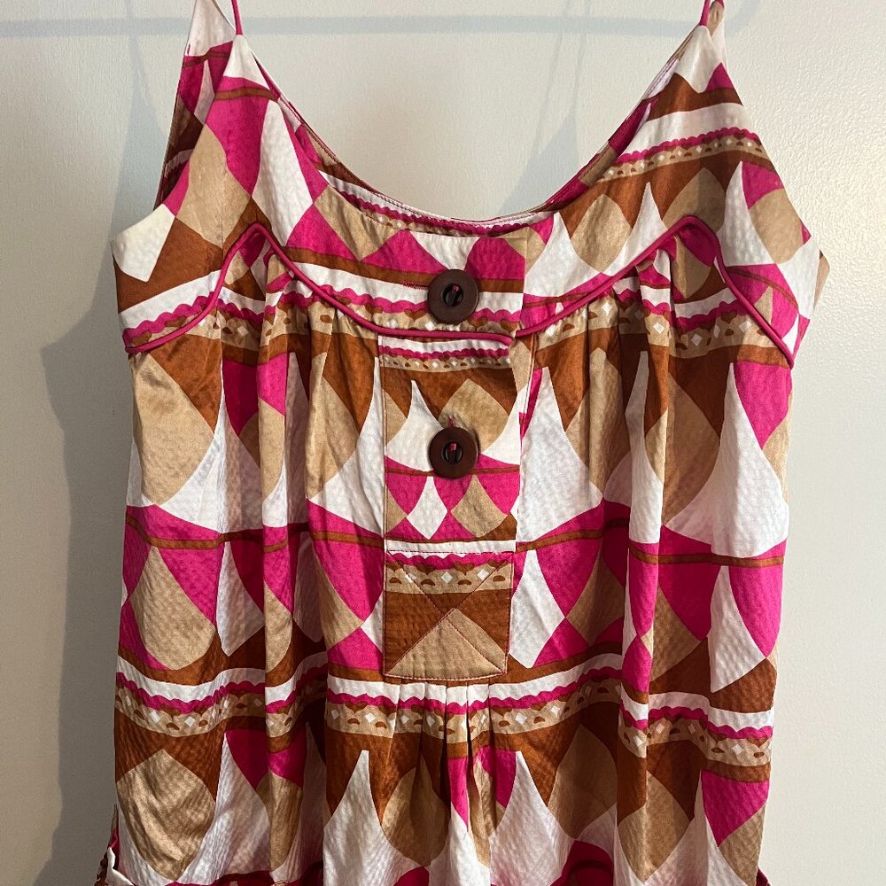 Diane von Furstenberg Silk Geometric Mini Dress pink and brown